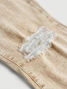 SHEIN Teen Girls' Distressed Flared Jeans - Khaki - View 4