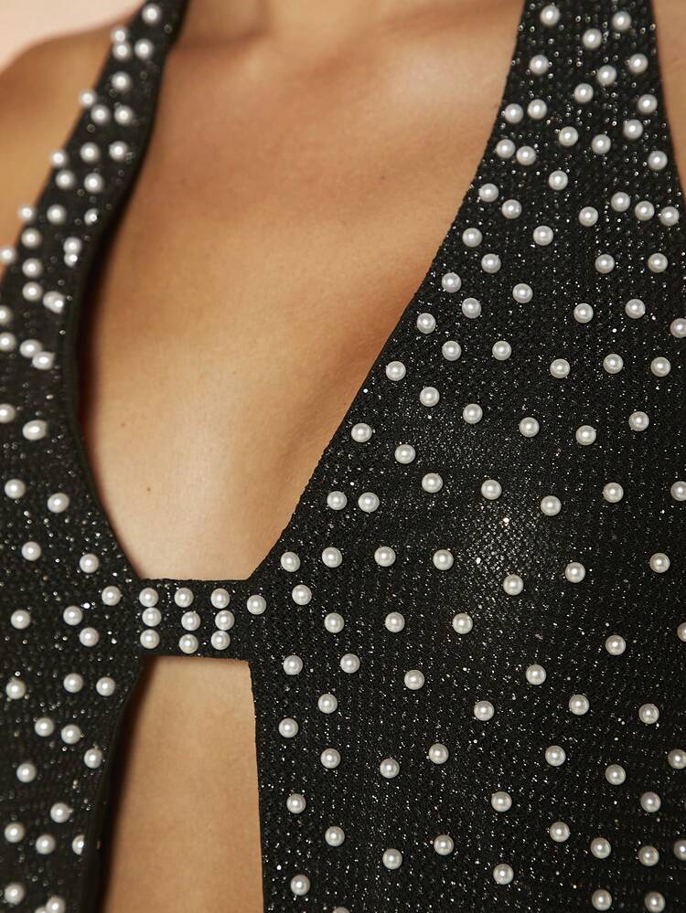 Women's Beaded Halter Neck Top