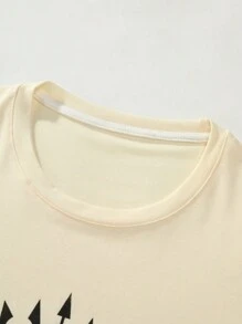 Manfinity LEGND 男士印花字母短袖t恤和長褲兩件套裝 - 杏色 - 查看 4