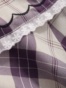 DAZY 女士彼得潘领格子睡裙 - 紫色 - 查看 8