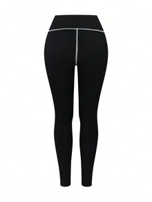 SHEIN LUNE Kích thước lớn Của phụ nữ Khối màu Đường may Eo Xà cạp - màu đen - Xem 2