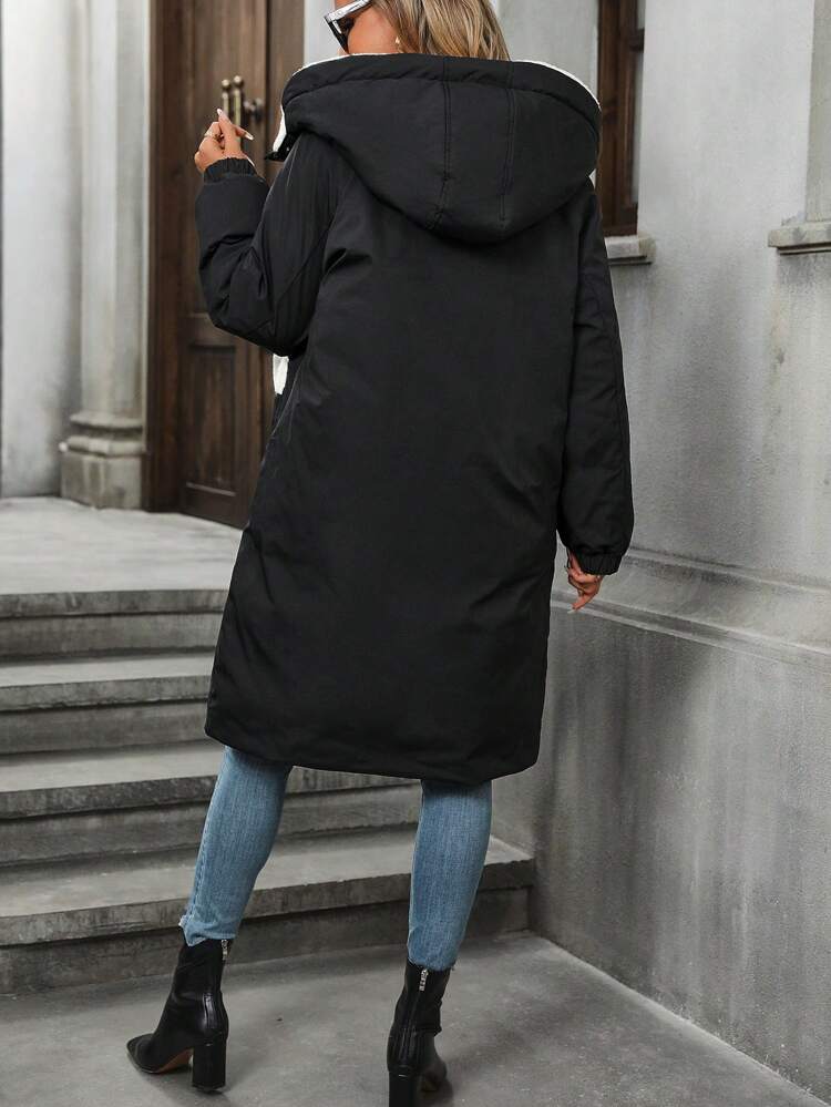 Toggle Hooded Thermal Lined Padded Padded Coat Clothes Winter With Fur Trim Fall Cloth For Women