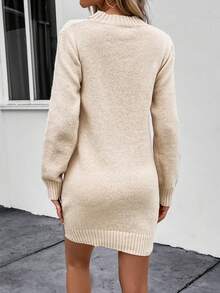 SHEIN Clasi 女式落肩連身裙 - 杏色 - 查看 2