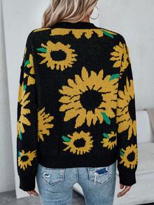 SHEIN Essnce Của phụ nữ Hoa Hướng dương Thả vai Áo chui đầu Áo len - Nhiều màu - Xem 2