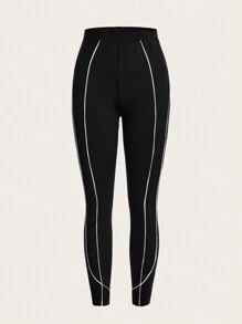 SHEIN EZwear Contrast Piping High Waist Leggings
