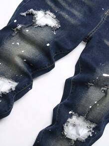 Manfinity Roughcore Men's Ripped Jeans - Dark Wash - View 3