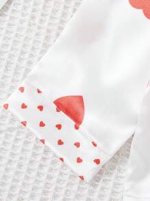 Baby Girls' Simple White Homewear Set With Macro Heart Print, Including Long Pants And Cardigan - White - View 4