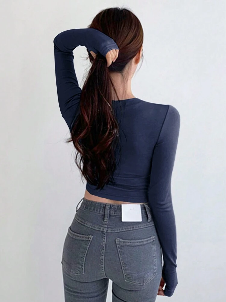 Women's Cropped Long Sleeve Slim Fit T-Shirt,Fall Women Clothes