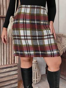 SHEIN LUNE 女式大尺碼格子裙