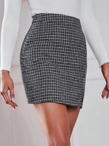 SHEIN Clasi Women Plaid Skirt - Black - View 4