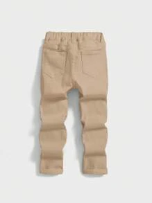 SHEIN Young Boy Casual Distressed Washed And Ripped Jeans - Khaki - View 2