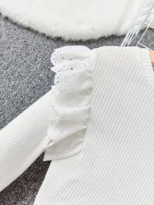 少女荷葉邊t恤和鈕扣前束腰裙 - 彩色 - 查看 4