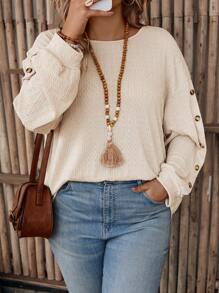 EMERY ROSE 大尺碼女式落肩 T 卹 - 卡其色 - 查看 3