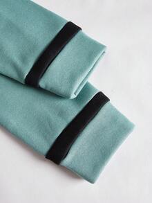 GENTILAND 針織休閒拼接連帽卫衣 - 彩色 - 查看 5