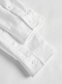 GENTILAND 男士素色休閒襯衫 - 白色 - 查看 5