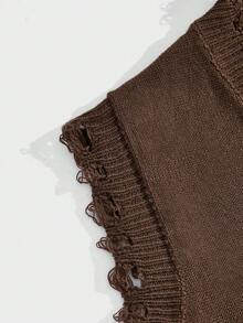 ROMWE MEN Goth 男士骷髏印花毛衣背心 - 咖啡棕 - 查看 3