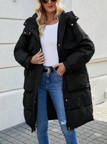 SHEIN LUNE Abrigo con capucha y relleno para el invierno