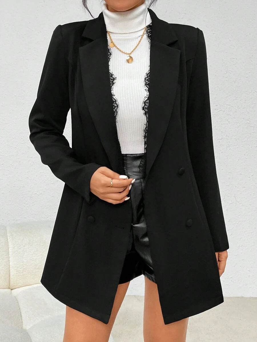 SHEIN Privé 女式翻領長袖西裝外套