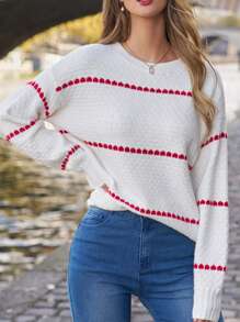 SHEIN Frenchy Women'S Striped Drop Shoulder Sweater