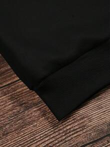 INAWLY 女士字母印花保暖運動毛衣 - 黑色 - 查看 6