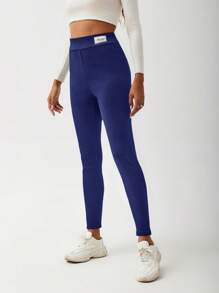 Chiquease 女士字母拼接緊身褲 - 藏蓝色 - 查看 8