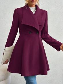 SHEIN Clasi Abrigo de mujer con frente doble botonadura y cuello de solapa grande