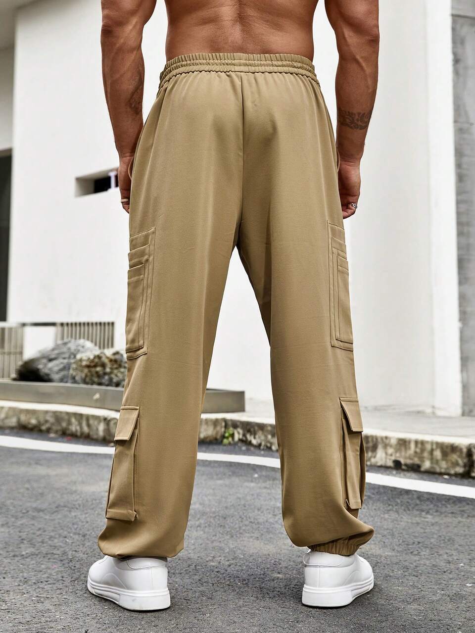 Loose-Fit Men's Plus Size Elastic Waist Drawstring Jogger Pants With Pockets