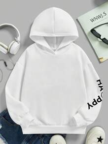 SHEIN Teen Girls' Knitted Sweatshirt With Back Letter Pattern - White - View 7