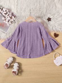 SHEIN 年轻女孩宽松休闲荷叶边圆领 T 恤