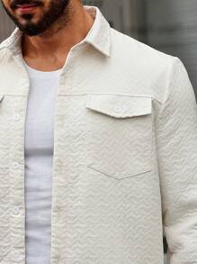 Manfinity Homme Camisa Shacket Masculina Com Colarinho Dobrável - Branco - Visão 5