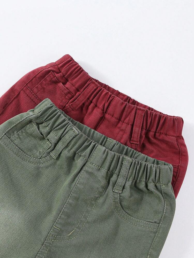 Baby Boy 2pcs Solid Elastic Waist Slant Pocket Jeans