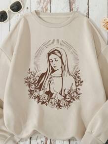 INAWLY Sudadera De Mujer Con Estampado De La Virgen María