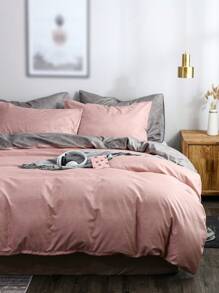 Solid Bedding Set Without Filler - Pink - View 6