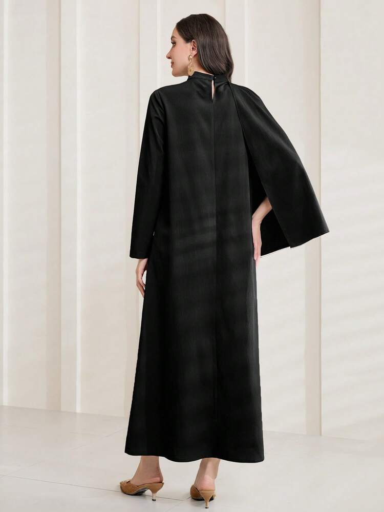 Women's Stand Collar Color-block Cape Sleeve Kaftan