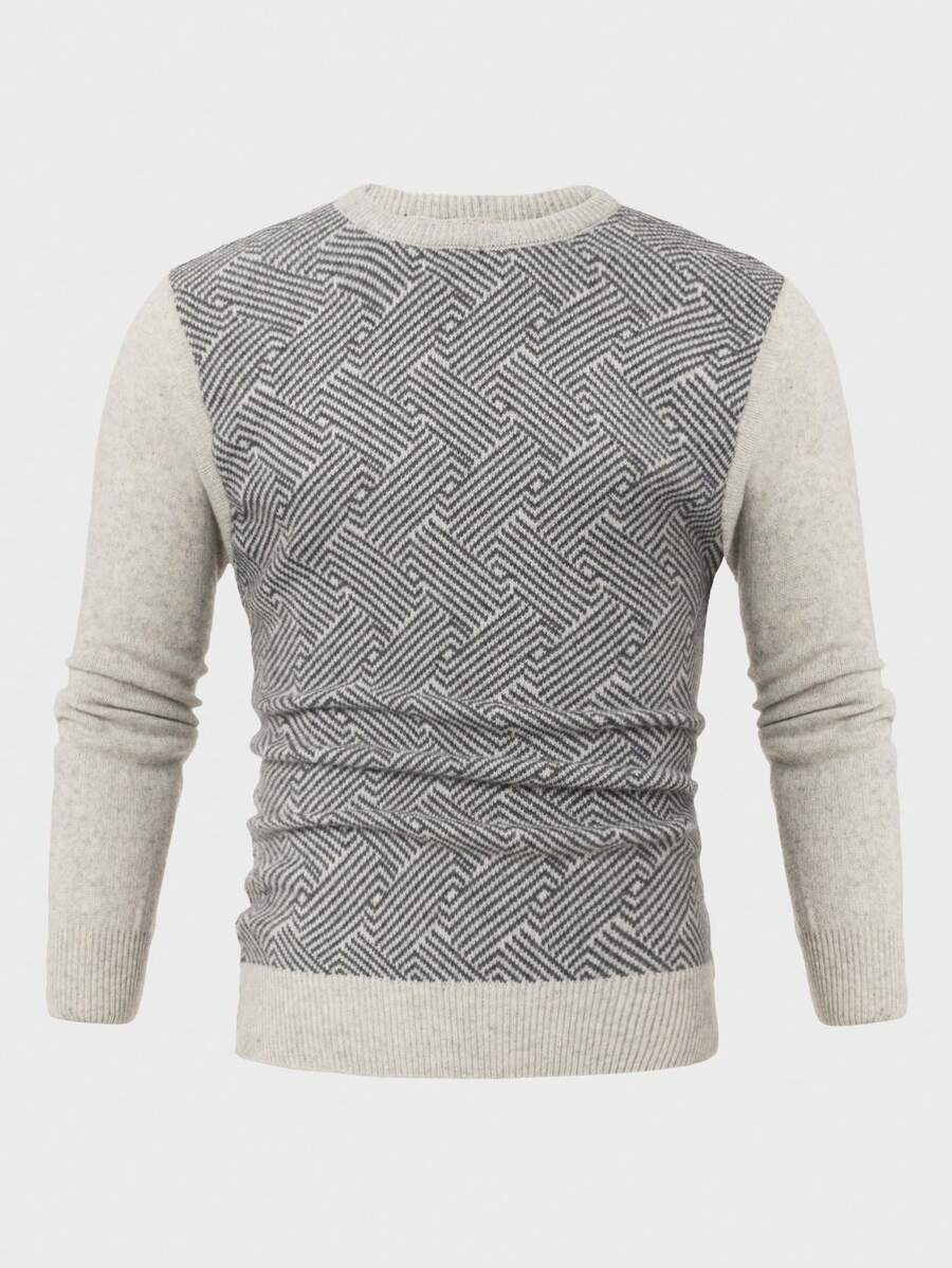 RueChic Men's Graphic Pattern Sweater - Grey - View 1