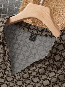 大尺碼女款長方形印花洋裝 - 棕色 - 查看 4