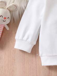 Baby Girls' Cartoon Bear Printed Round Neck Sweatshirt - White - View 4