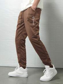 RueChic Pantalones De Chándal Para Hombres Con Estampado De Letras