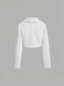 SHEIN MOD Women's Solid Color Jacket () - White - View 2