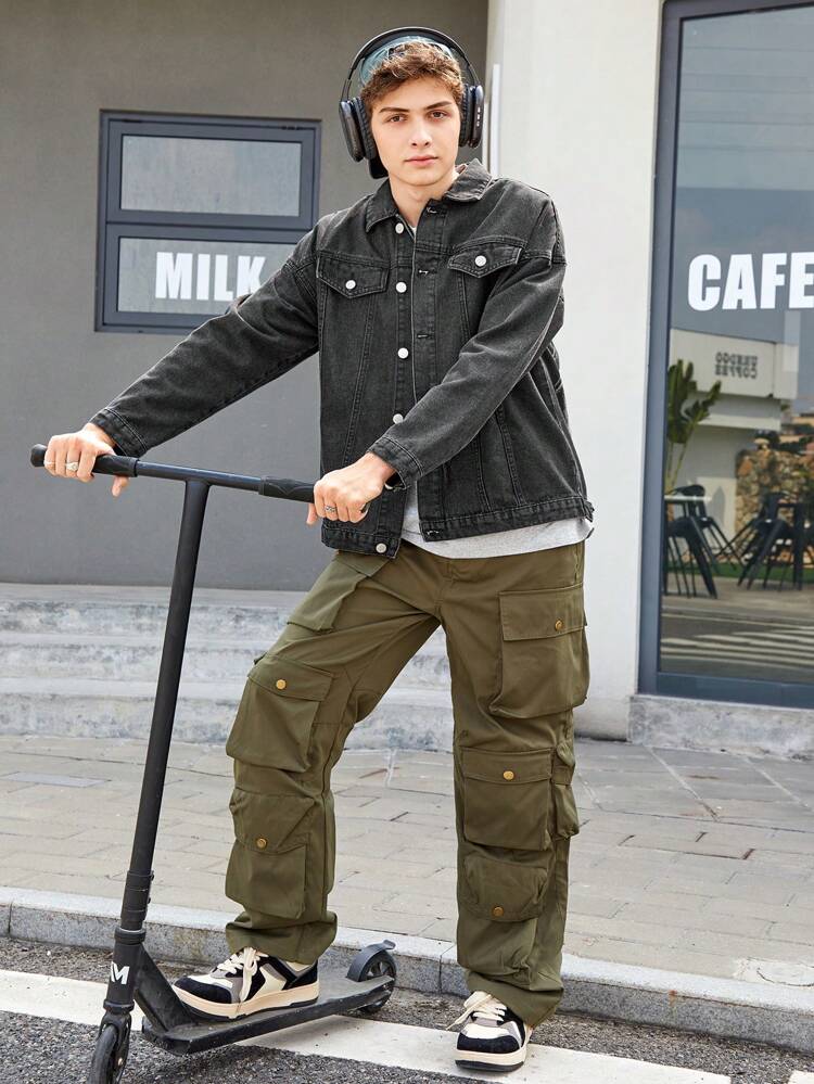 Teenage Boys' Denim Jacket With Letter Print