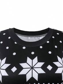 Vestido midi ajustado casual con estampado geométrico tallas grandes - Negro - Ver 3