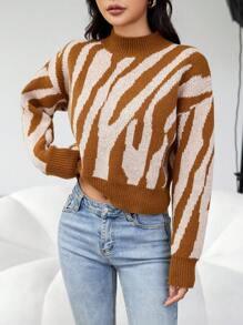 Aveloria Women's Printed Drop Shoulder Pullover Knit Pullover Fall Winter Sweater - Multicolor - View 5