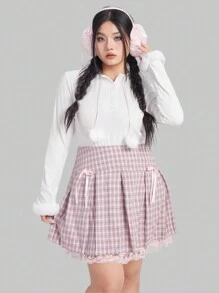 ROMWE Kawaii Plus Size Damen-t-shirt Mit Pelzigen Ärmeln