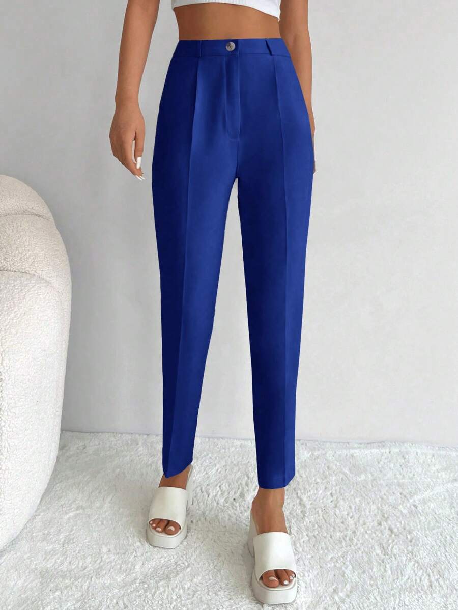 EURMUSE Seam Detail Cropped Suit Pants - Royal Blue - View 1