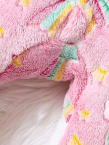寶寶女孩可愛的獨角獸印花絨毛連體衣 - 玫紅色 - 查看 4
