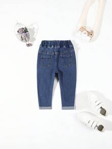 Baby Girls' Heart Embroidered Jeans - Medium Wash - View 2