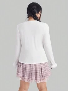 ROMWE Kawaii Plus Size Damen-t-shirt Mit Pelzigen Ärmeln