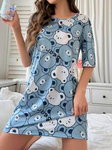 Vestido de pijama con estampado de dibujos animados