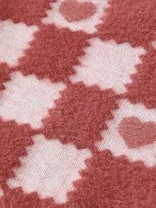 SHEIN 幼兒女童拉鍊領貂絨羊絨衫 - 紅色 - 查看 4