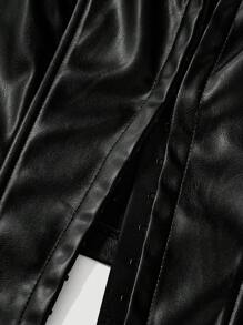SHEIN MOD Plus Hook & Eye Front PU Leather Tube Top